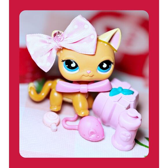 Authentic LPS Littlest Pet Shop No # Puzzle Shorthair Cat Blue Teardrop Eyes - Picture 2 of 12